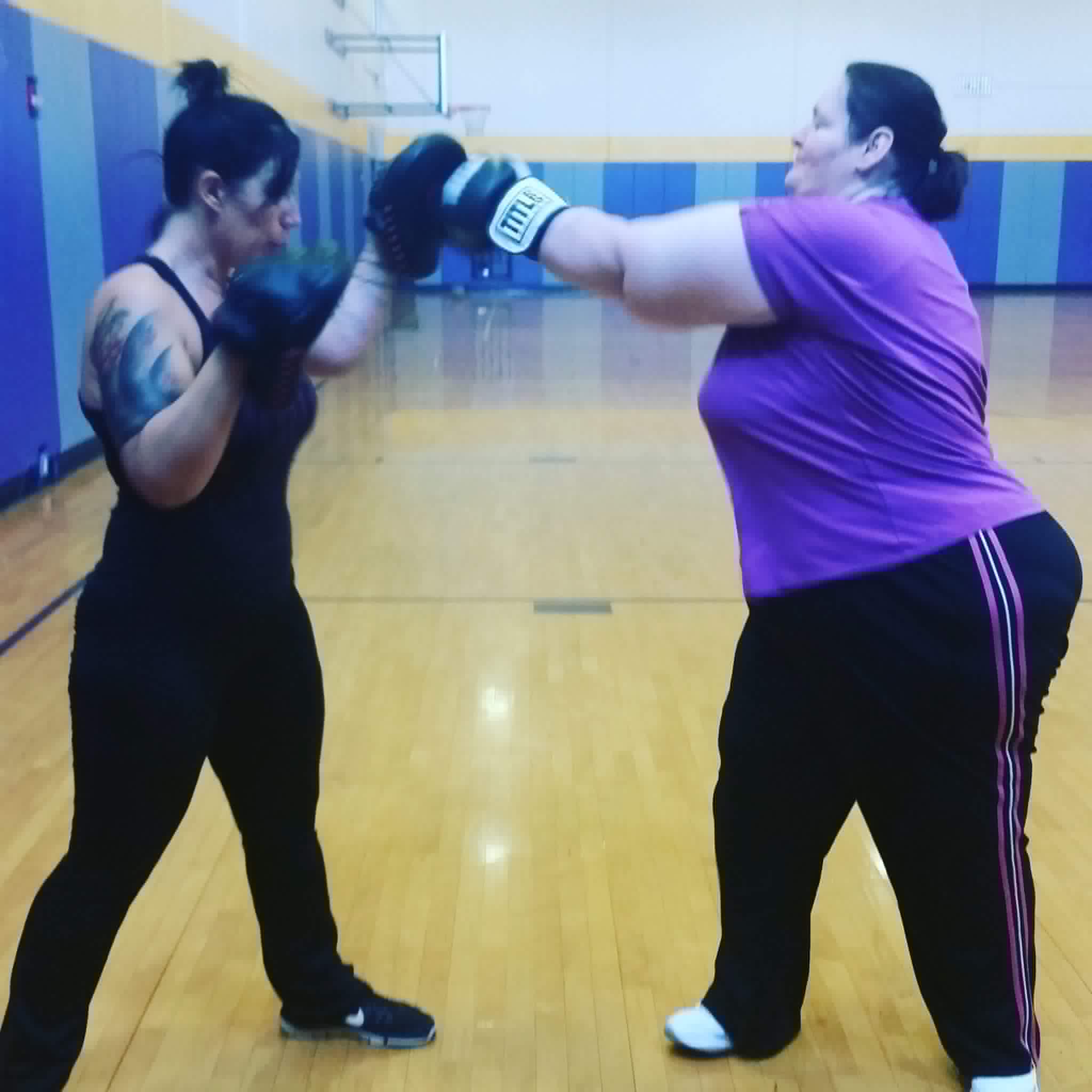 Tina boxing training in the gym